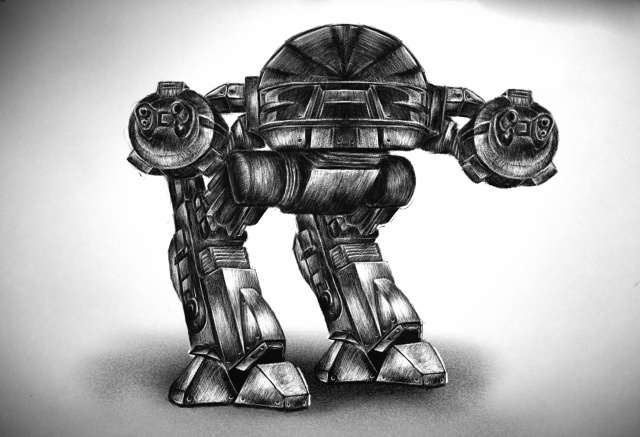 ED-209 Robot Draw Front